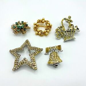 Vintage Brooch Costume Jewelry Lot Of 5